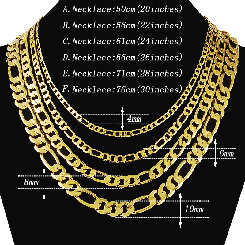 Hip Hop Kalung Pria 4/6/8Mm Tali Rantai Kuba Warna Emas Diisi Perhiasan Kalung Pesta Pakaian Sehari-hari 50-75Cm
