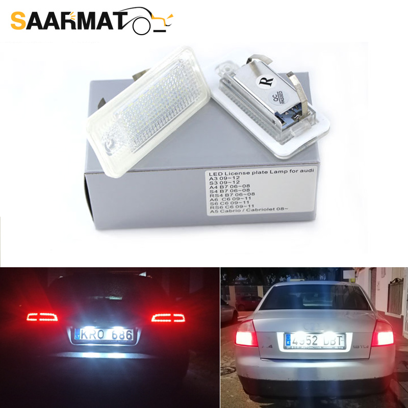 2 uds Canbus luz led para matrícula luz trasera estilo de coche apto para Audi A3 8P A4 B6 B7 A5 A6 4F Q7 accesorios de coche
