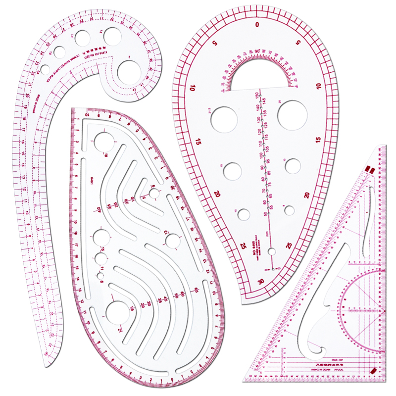 Kit de règles de mesure sur mesure, ensemble de 4 pièces, bricolage, modèles de tailleur, couture, dessin, outils de Quilting, vêtements, Patchwork, courbe de coupe, artisanat