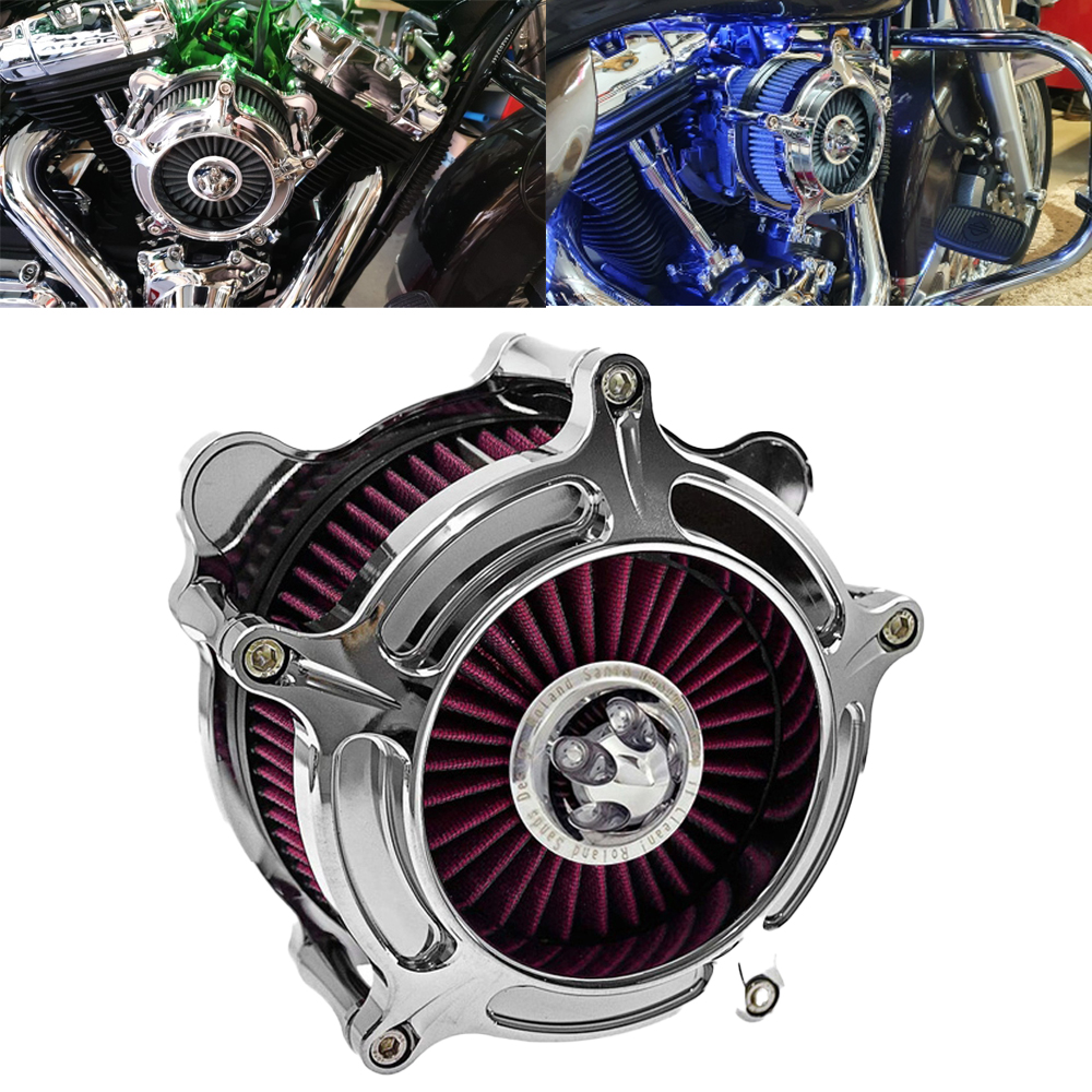 Rsd Turbine Air Cleaner Chrome Intake Filter Voor Harley Sportster Xl 48 883 Dyna V-Rod Softail Fat Boy ultra Touring Flhr Flhx