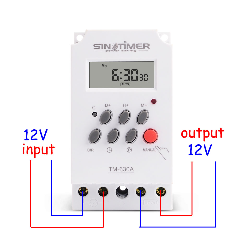 Din Đường Sắt Kỹ Thuật Số Hàng Tuần Hẹn Giờ 12V DC Đầu Vào 7 Ngày Có Thể Lập Trình 24hrs MINI Hẹn Giờ Thời Gian Tiếp Sức Tải Đầu Ra cao Cấp 30A