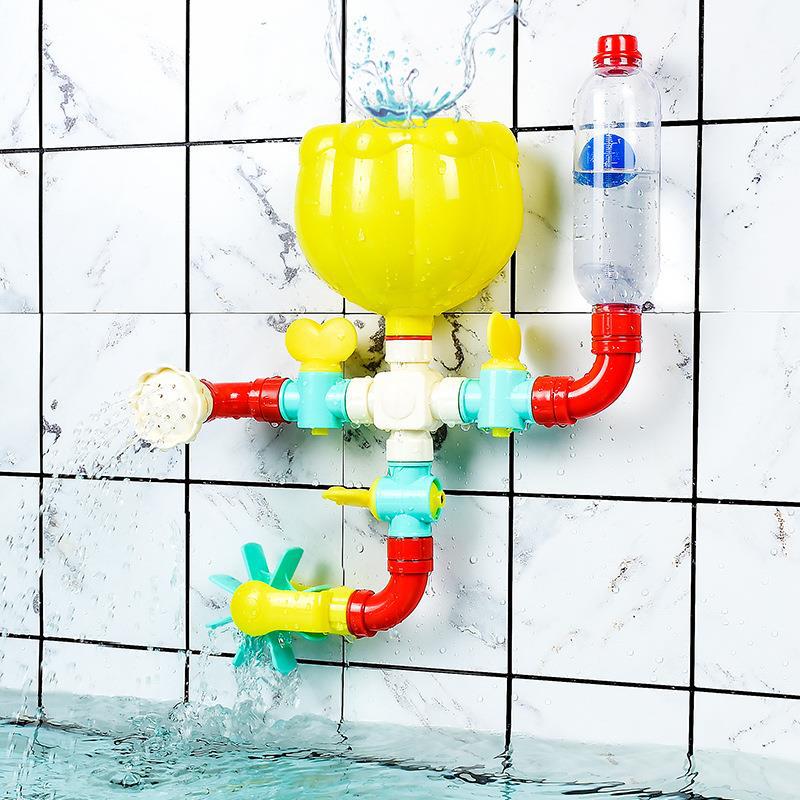 QWZ, nuevos juguetes de baño Montessori DIY para niños, juego de chorro de agua giratorio con rociador, juguete para bañera para bebés de 1 a 4 años, regalo para niños