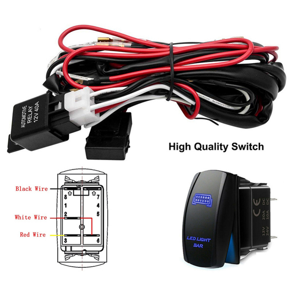 Universale 12V LED Work Light Bar Laser interruttore a bilanciere Kit cablaggio 40A relè Set di fusibili per auto camion moto Drop Ship