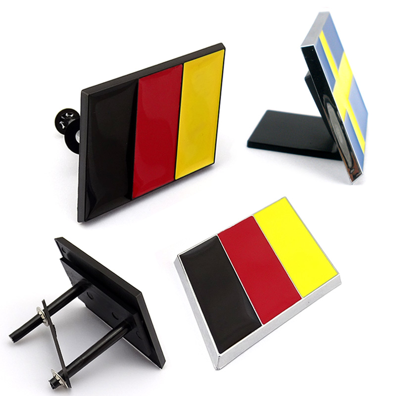 Badge latéral de porte de voiture en plastique ABS 3D, autocollant de calandre de porte de voiture, emblème de drapeau de voiture d'origine allemande/suédoise