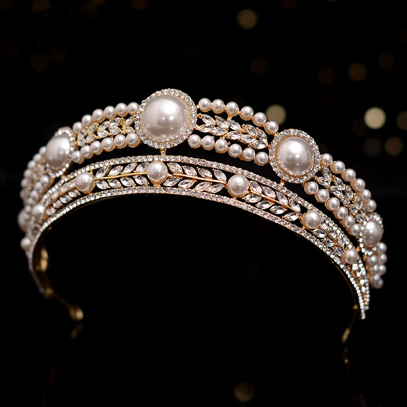 KMVEXO – diadème de luxe en perles de cristal de couleur or, diadème couronne Diadem 2021, bandeau, accessoires de cheveux de mariage