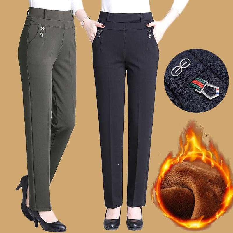 Pantalones de terciopelo para mujer, pantalón informal, elástico, de cintura alta, holgado, recto, P163, otoño e invierno, 2022