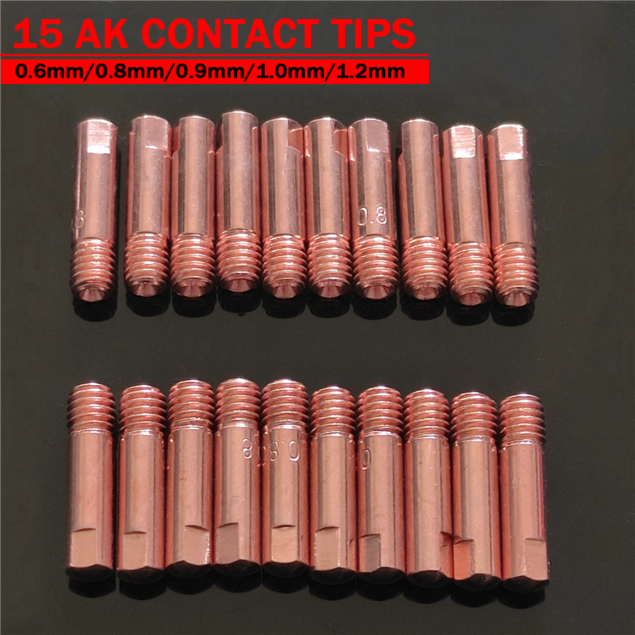 10/20Pcs Tip Gas Nozzle MB-15AK M6*25mm Welding Torch Contact Tip Gas Nozzle 0.6/0.8/0.9/1.0/1.2mm