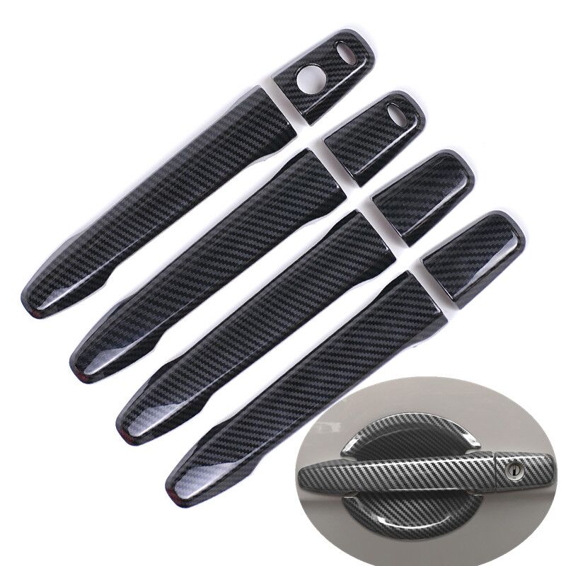 Tampa Da Tigela De Maçaneta De Porta De Carro De Fibra De Carbono, Adesivo, Acessórios de Estilo, Cromo, Mitsubishi Outlander, Lancer, ASX, 2008-2020, ABS