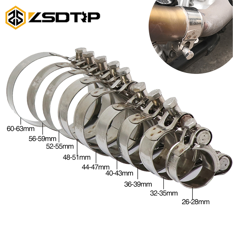 ZSDTRP 28 35 39 43 47 51 55 59 63 мм мотоциклетный комплект из нержавеющей стали для зажима выхлопных газов, подходит для глушителя мотоцикла, глушителя