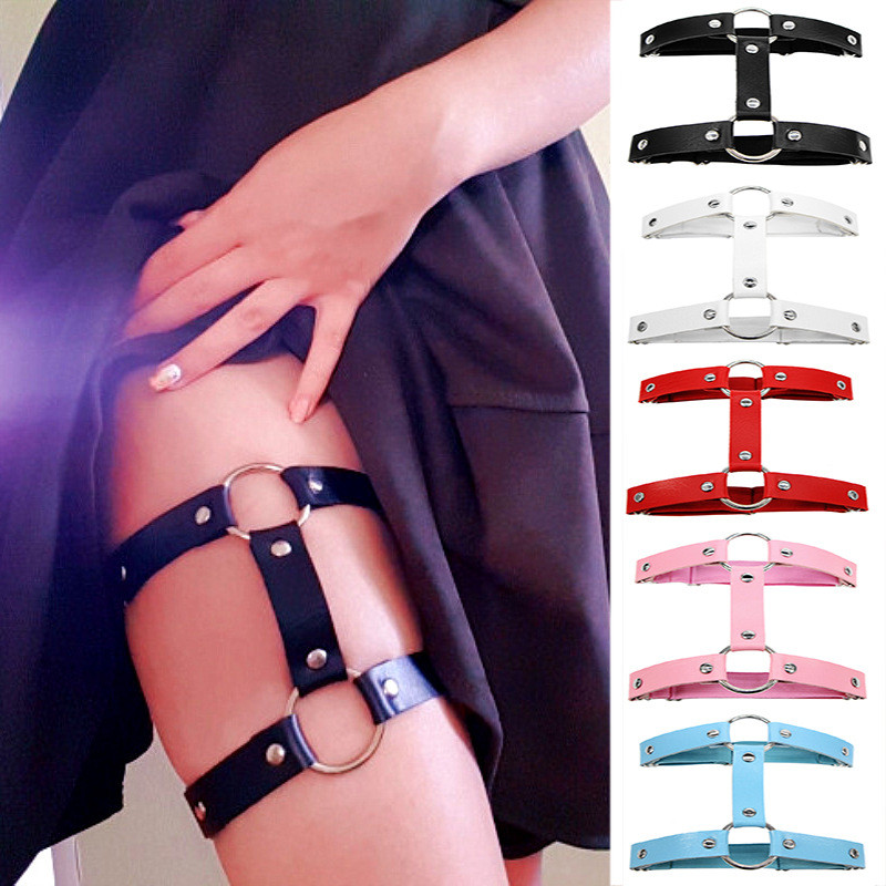 2020 di Cuoio DELL'UNITÀ di elaborazione Punk Giarrettiera Cinture di Donne Anello Gamba Bretelle Cinghie e O-Ring O-Gamba Corpo Harness Monili Giarrettiere per le donne