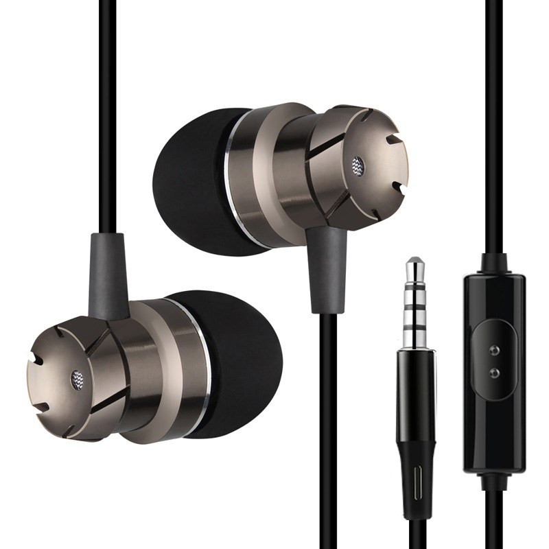 Metall Wired Super Bass Ohrhörer 3,5mm Integriertes Mikrofon Handfreie Rauschunterdrückung Gaming Universal Headset Sport Kopfhörer