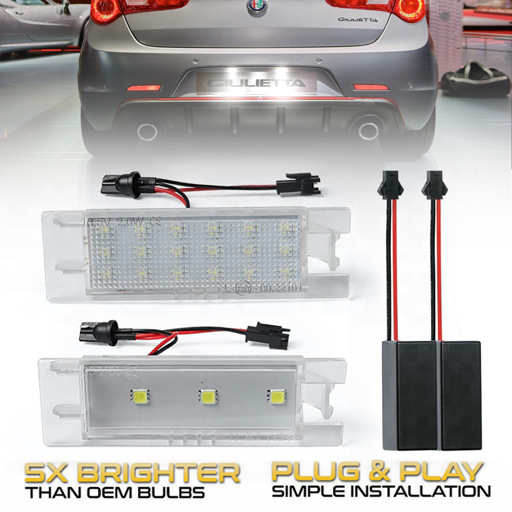 2 Buah Lampu Pelat Nomor Lisensi LED untuk Alfa Romeo 156 159 166 147 Brera Giulietta Mito Spider GT Coupe Tidak Ada Kesalahan Lampu CANbus