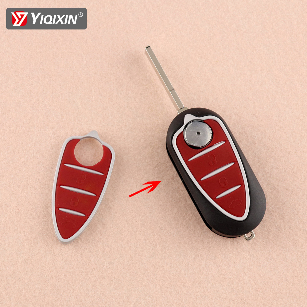 Yiqixin Voor Alfa Romeo Mito Giulietta 159 Gta Vouwen Afstandsbediening Autosleutel Shell Cover Pad Vervanging 3 Knop Siliconen Rubber knop