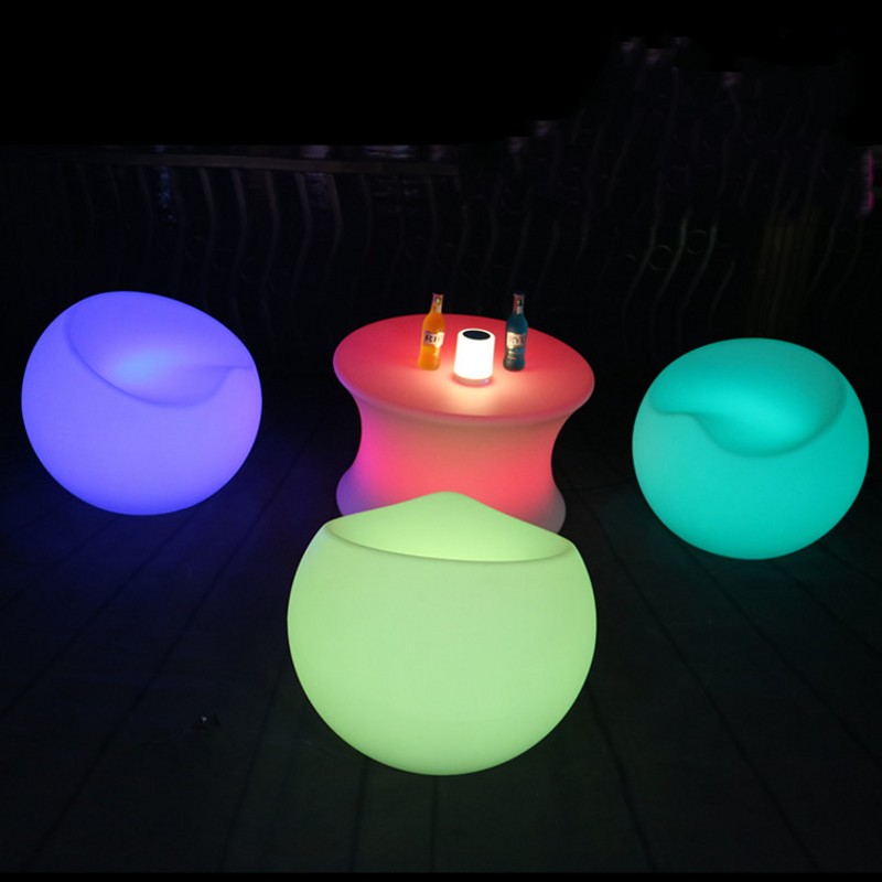 Nuevo Taburete de Bar LED recargable, silla de manzana de plástico luminosa, silla de bola de ocio, taburete, banco impermeable, muebles de discoteca al aire libre