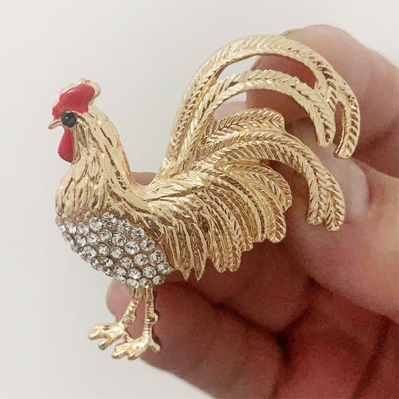Bros Ayam Warna Lucu Pin untuk Wanita Enamel Hewan Bros Bros Kristal Ayam Perhiasan Pin Hadiah