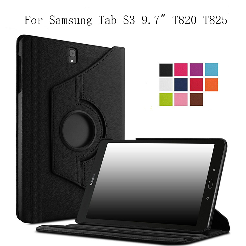 Etui na tablet Samsung Galaxy Tab S3 9.7 SM-T820 SM-T825 T829 Obrotowy o 360° składany uchwyt z klapką Skórzana osłona ochronna