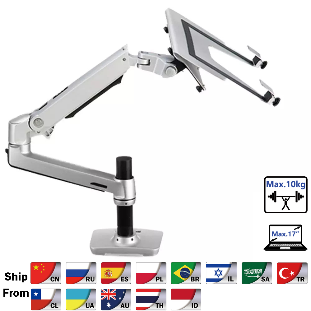 V62CT/XSJ8012CT supporto da tavolo in lega di alluminio doppio supporto per Monitor da 17-27 pollici supporto per Laptop da 17 pollici Notebook meccanico con braccio a molla