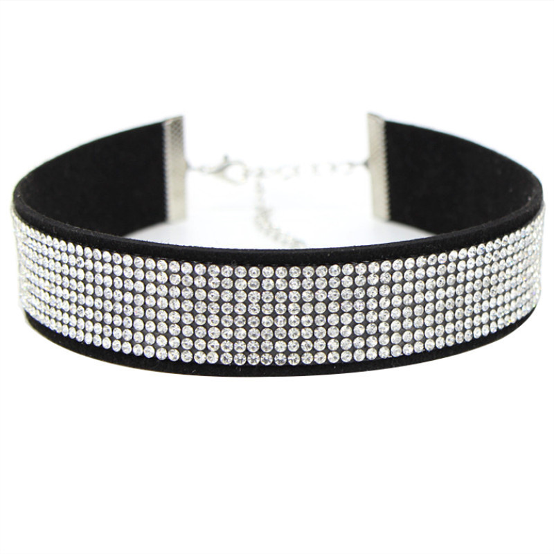 Couro preto gótico coração strass gargantilha colar feminino gargantilha de cristal 2020 instrução colar chocker moda jóias