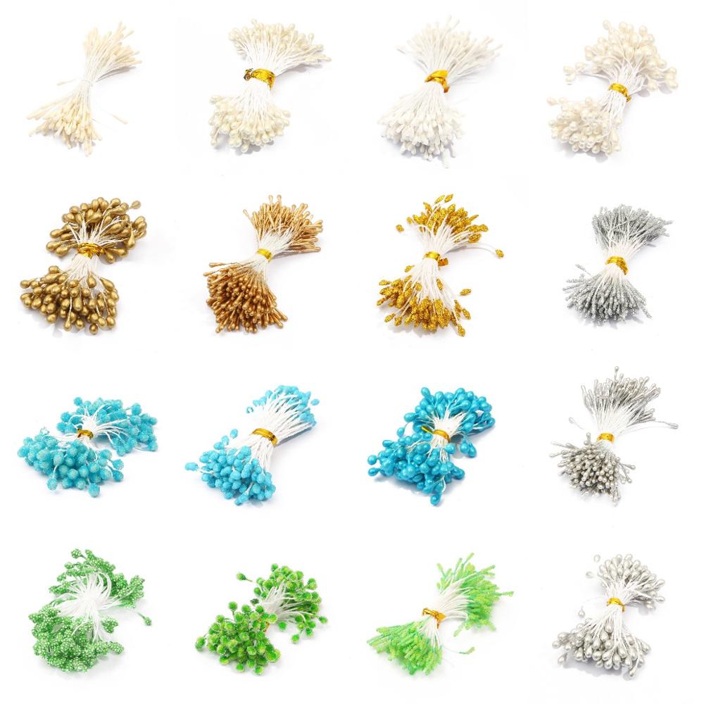 70-90 Uds. De doble cabezal DIY, Mini perla Artificial, estambre de flor, pistilo, estambre Floral, fruta, cereza para decoración navideña de boda