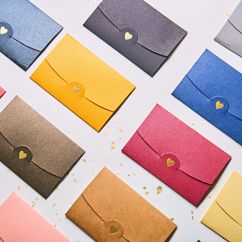 (10 Pieces/Lot) 10.5CM*7CM Small Greeting Card Name Card Envelope Hot Stamping Love Pearlescent Paper Mini Envelopes