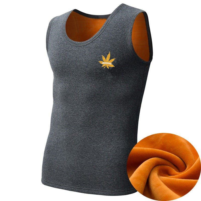 가을 겨울 따뜻한 양털 탱크 탑 언더 셔츠 남성 피트니스 민소매 Thicken Tees 작업복 일반 T 셔츠 고품질 코튼