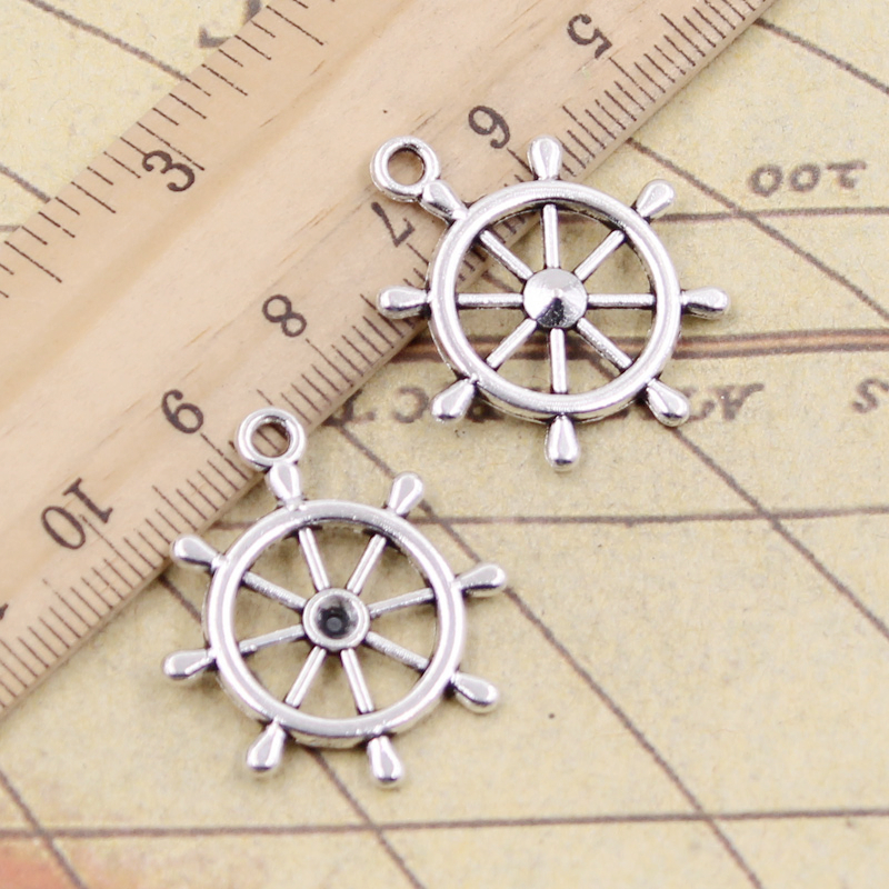 10pcs Charms ship wheel helm rudder 28x24mm Tibetan Bronze Silver Color Pendants Antique Jewelry Making DIY Handmade Craft