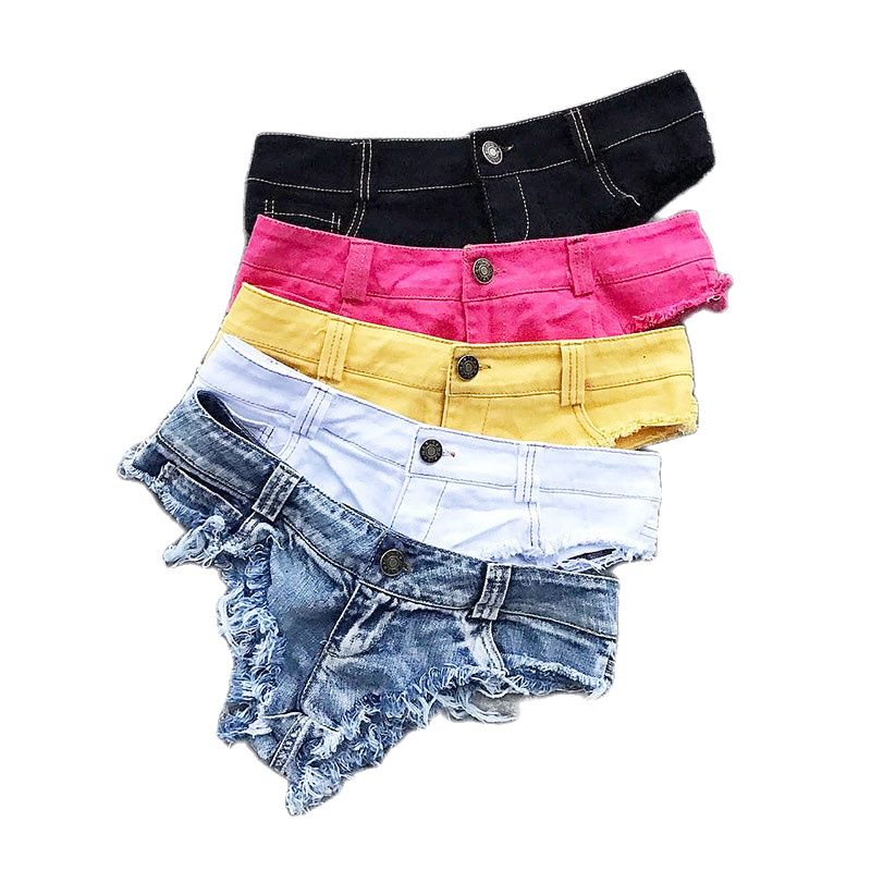 2026 New Women Sexy Low Waist Hole Tassel Denim Shorts Jeans Thong Short Feminino