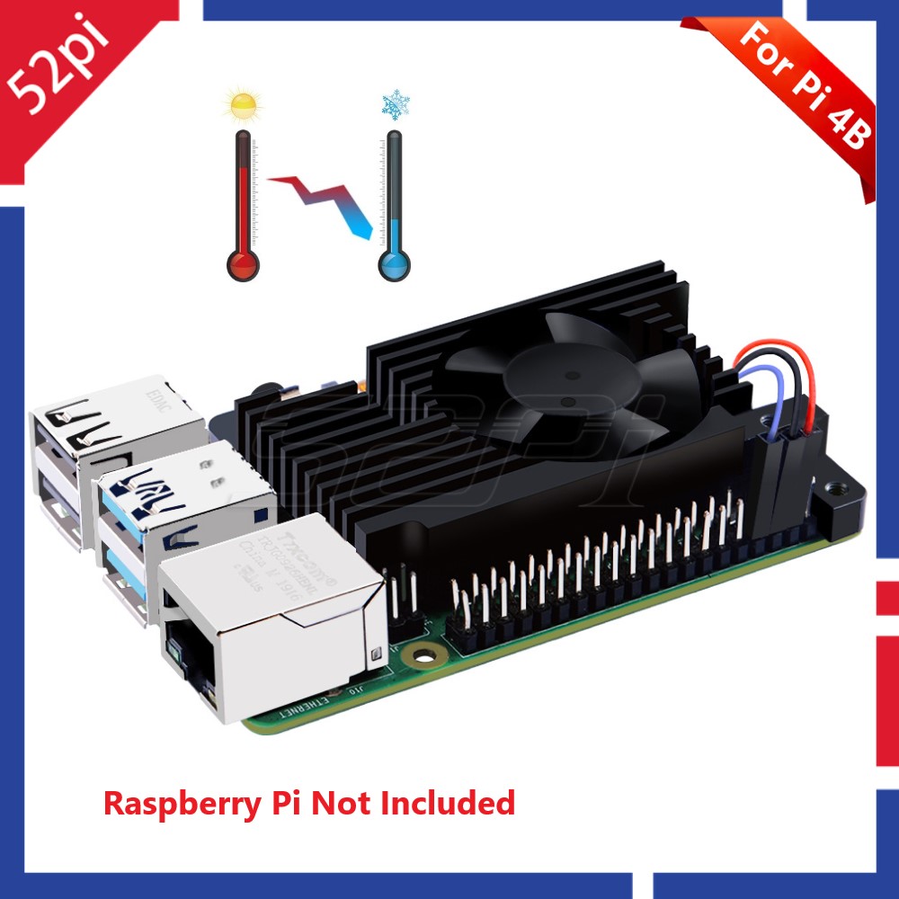 Kipas Pendingin Ekstrim CNC Kecepatan Dapat Disesuaikan Kit Heatsink PWM Kipas Senyap untuk Raspberry Pi 4 B Tidak Termasuk Papan Pi