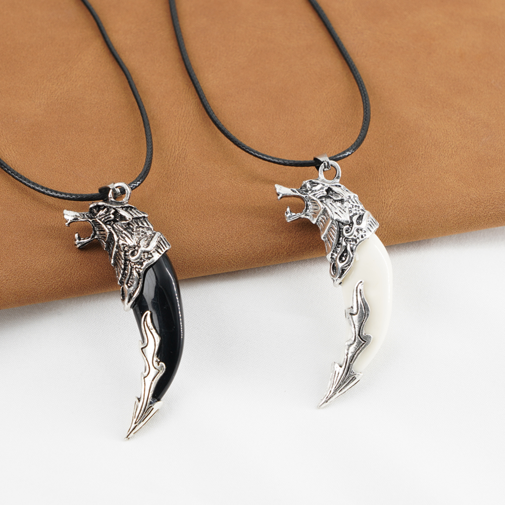 Moda Punk hombres corajosos Lobo Gog dientes Spike colgante collar mujeres hombres joyería de la suerte clásico Fang diente amuleto colgante collar