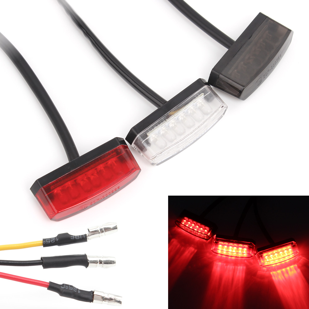 Sepeda Motor Universal ATV Skuter Kafe Pembalap Pengacak 12V Mini 6 LED Lampu Belakang Lampu Belakang Berlari Berhenti Sinyal Lampu Rem