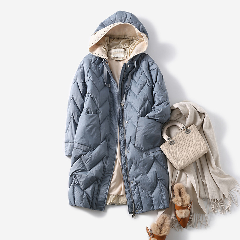 SEDUTMO, chaqueta larga de invierno de gran tamaño con plumón de pato, abrigo grueso cálido a la moda para mujer, chaqueta acolchada con capucha ajustada informal de otoño ED1416