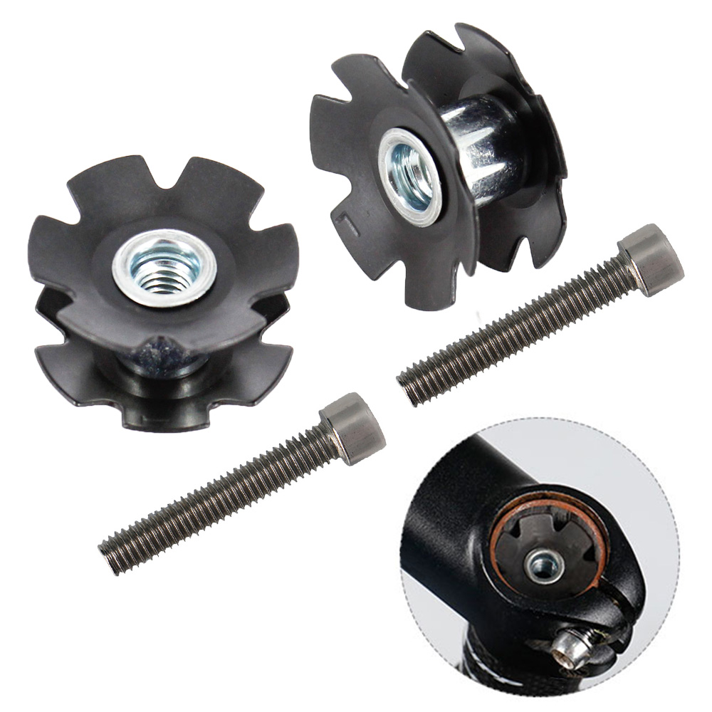 Núcleo de montagem de garfo dianteiro de bicicleta mtb, tubo de direção, parafusos de fixação flangeados, porcas estrela para 1-1/8 "28.6mm, garfo sem rosca