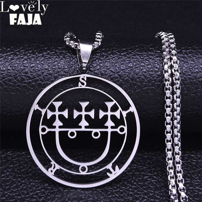 Sigeal Sigil De Lucifer из нержавеющей стали сатана SITRI Sytry biреальный лазер ключ Baphomet ожерелье с маркой ювелирные изделия воротник mujer N3523S03