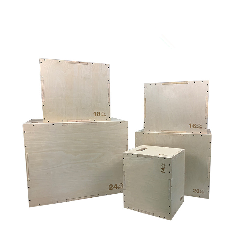 Caja Plyo de madera para gimnasio en casa, accesorio de madera de alta resistencia, múltiples opciones 3 en 1, 12x14x16 /14x16x20 pulgadas, 1 piezas