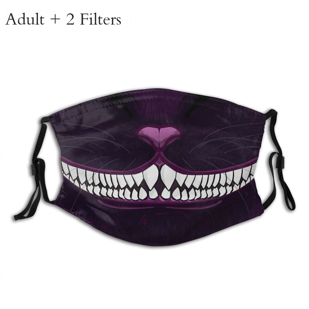 Cheshire cat alice aventura no país das maravilhas sorriso máscara facial capa boca com filtros de proteção facial