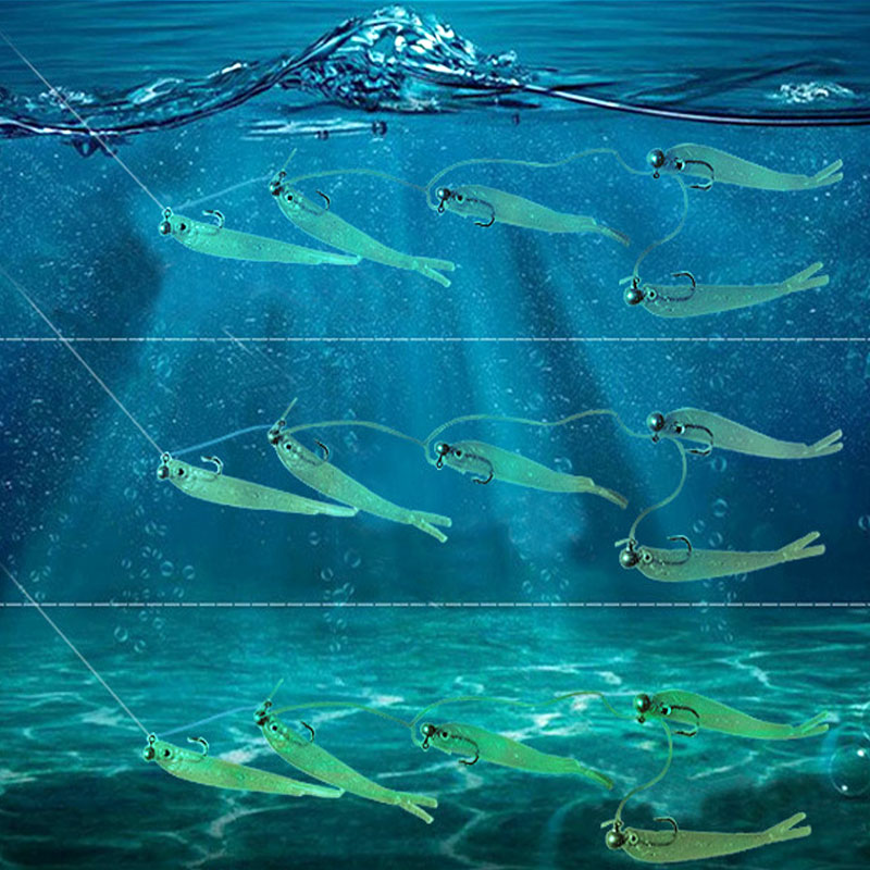 AS Cluster Leurre souple appât de pêche Pesca tête de gabarit queue en T Wobbler métal poisson bar de mer Leurre attirail nager appât moulé