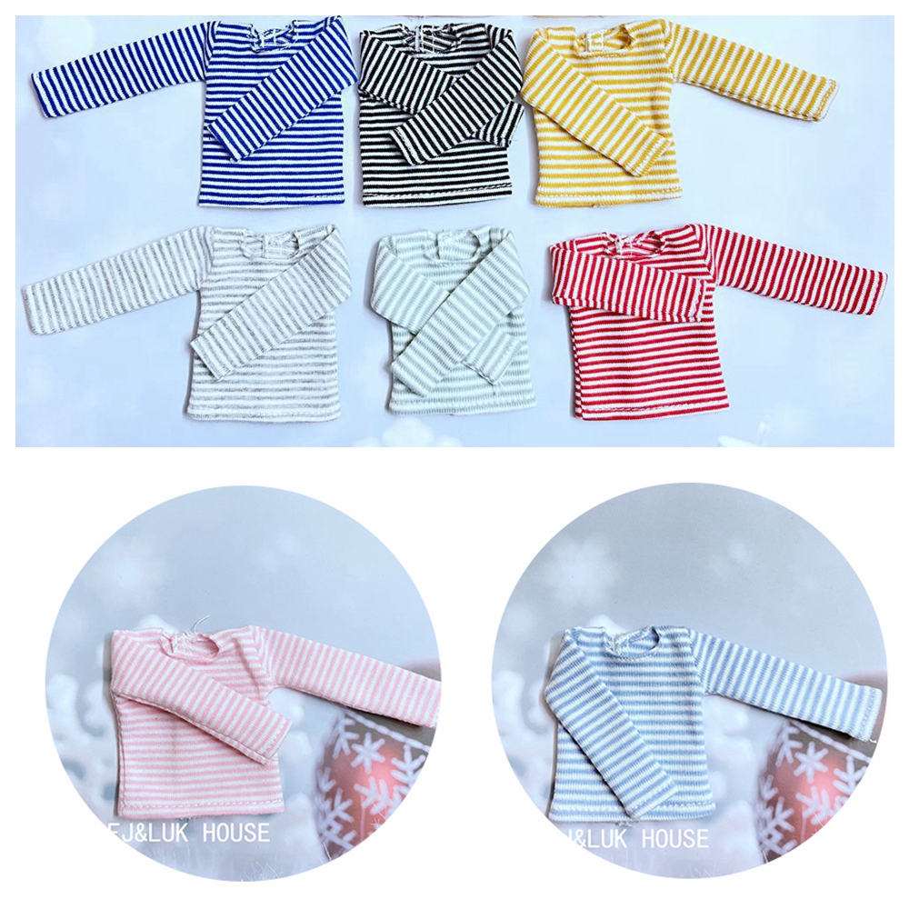NEUE Blyth Kleidung Baumwolle T-shirt Streifen Langarm Shirt für Pullip Blyth 1/6 Puppen Zubehör Kleidung