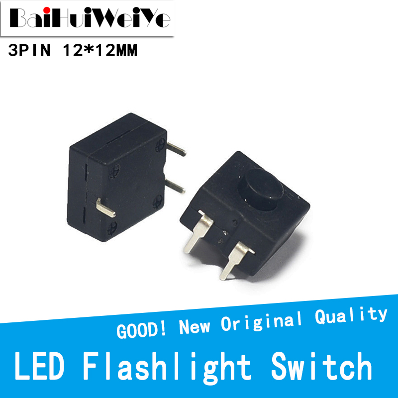 10Pcs/Lot Double Row Vertical LED Flashlight Switch 3 Pins ON-ON-OFF 12*12 213BS