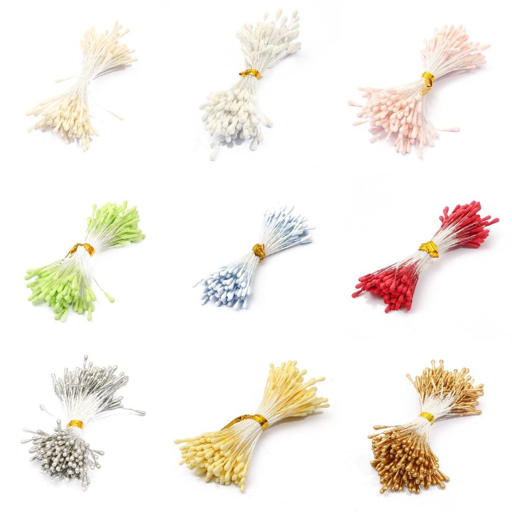 144 pièces Mini perle fleur étamine bourgeon Bouquet Pistil décoration de mariage Scrapbooking bricolage artisanat fournitures feuilles artificielles fleurs
