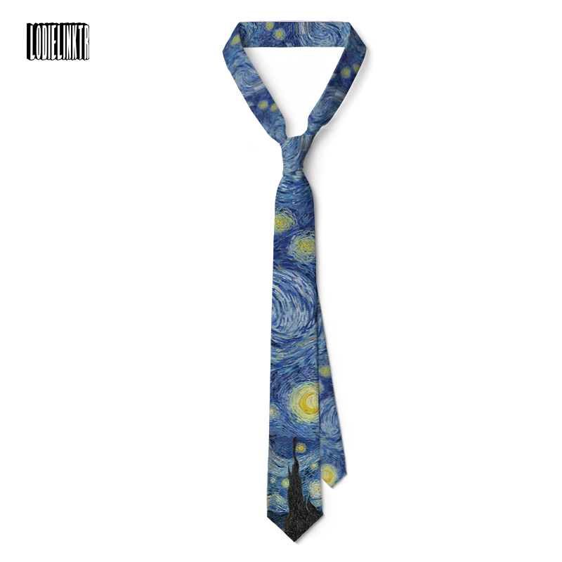 Nieuwe Van Gogh Olieverf Tie Voor Mannen Star Moon Night Retro Fun 8Cm Breed Slanke Stropdas Accessoires Dagelijks dragen Wedding Party Gift