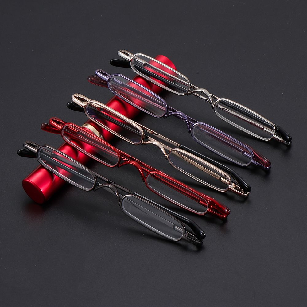 1PC Mode Mini Tragbare Clip Fall Rohr Reader Gläser Dünne Stift Lesebrille Frühling Klapp Brillen mit für Männer frauen