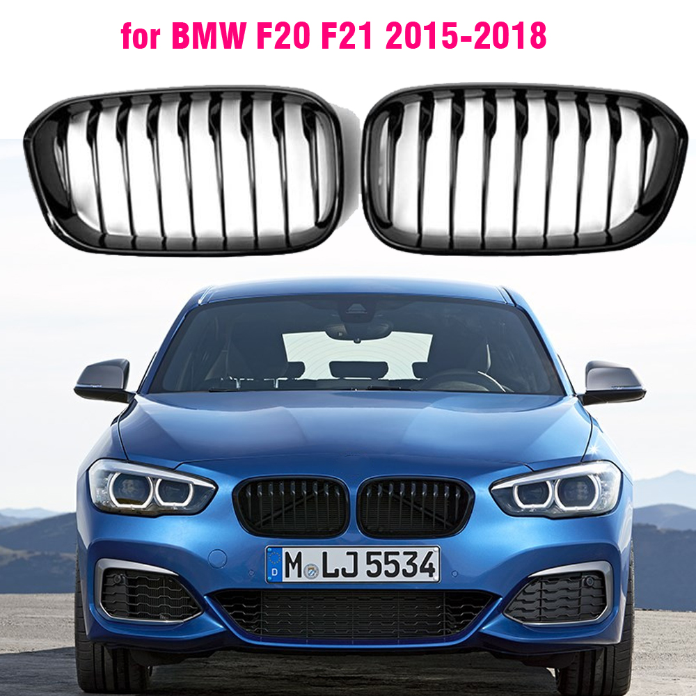 Zastępujące nerki przednie maskownica do BMW F20 F21 2015-2019 118i 120i 125i m140i m grille czarny błyszczący