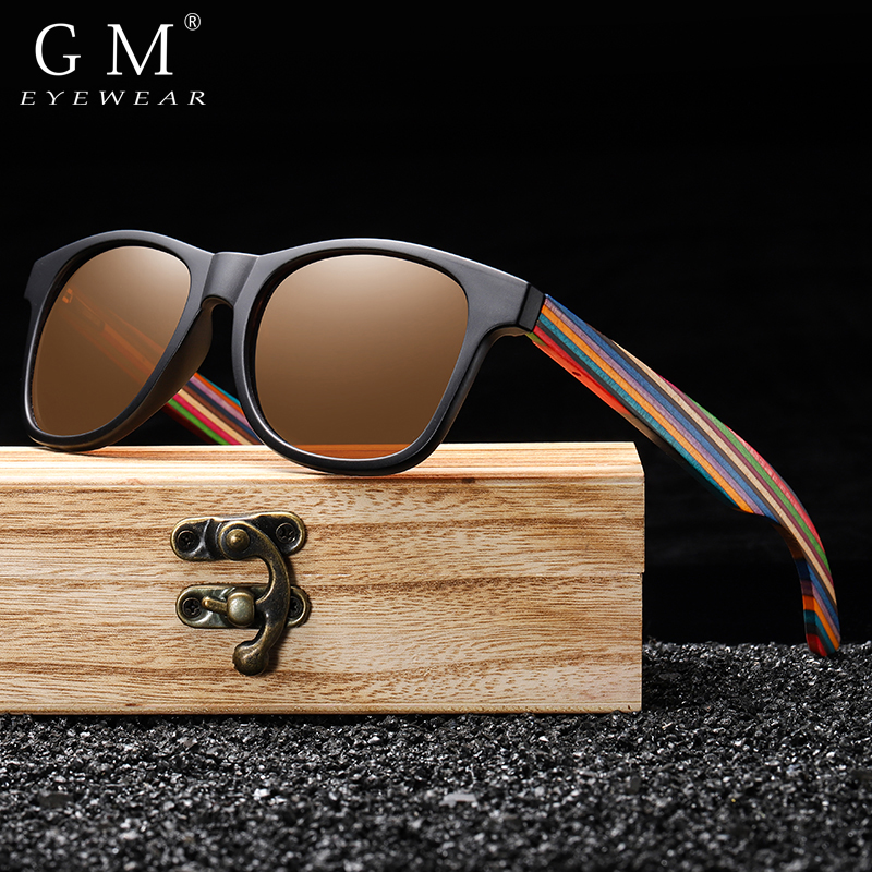 Gafas de Sol Polarizadas GM para Niños y Niñas con Monturas Recicladas y Patillas de Madera de Color, en Caja de Regalo