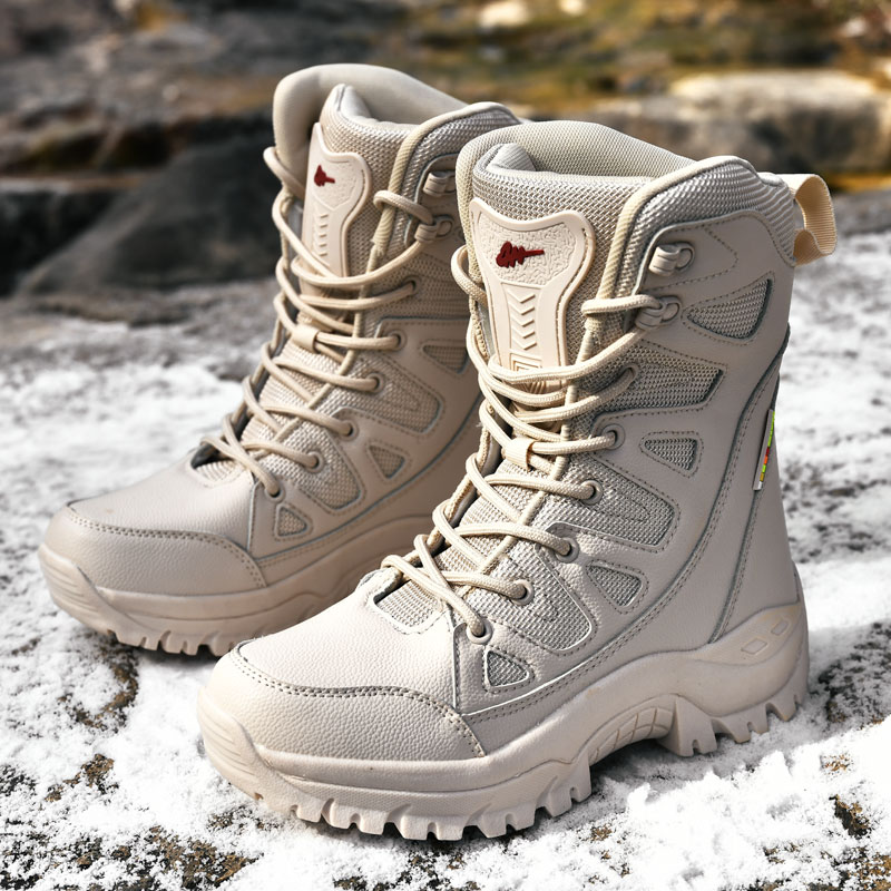 Plushed Winter Outdoor Hiking Boots Couple Men Trekking Shoes Women Big Size 46 Hunting Boots For Men Mountain Climbing Sneakers