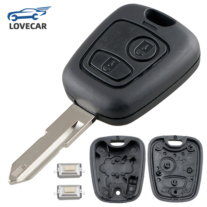 Carcasa para llave remota de coche de 2 botones, funda para llave con microinterruptores de hoja 206 aptos para Peugeot 106 107 206 207 306 307 406 407