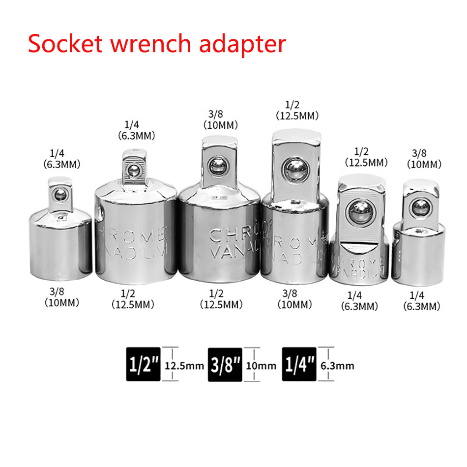 Ratelsleutel Socket Converter Hoofd Mouw Adapter 1/2 "Big Fly Naar 3/8" 1/4 "Handgereedschap