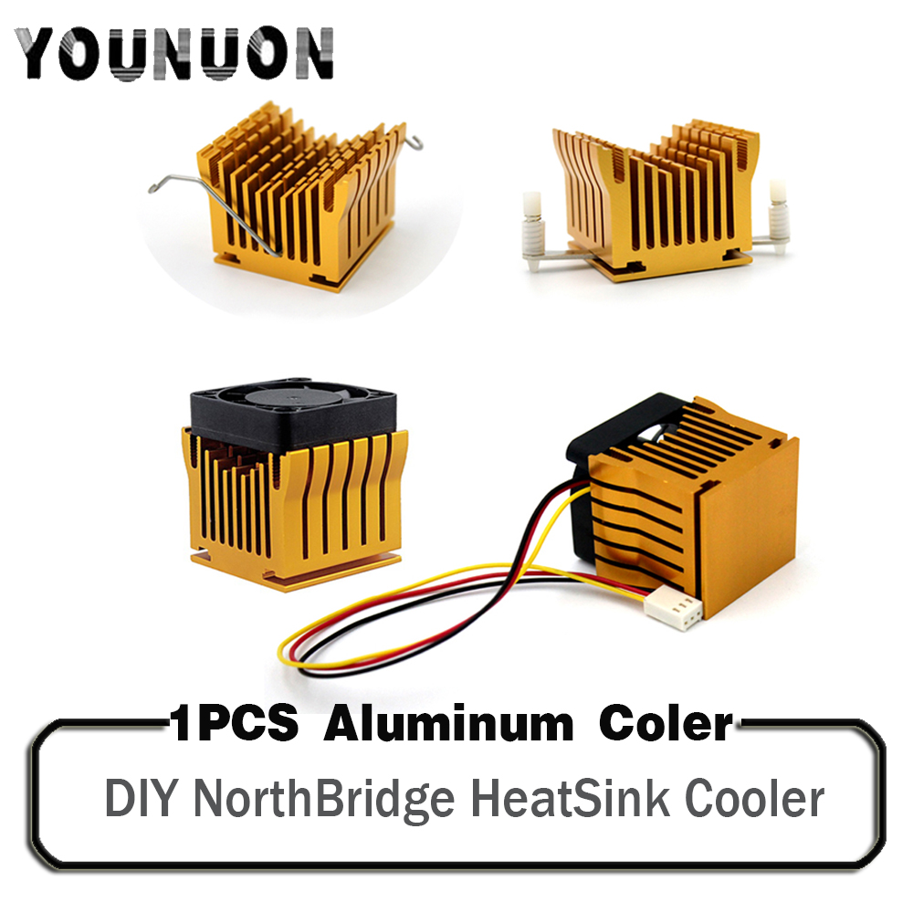 1 Piece Golden DIY Northbridge Heatsink Cooler with 40mm Fan 12V 40x40x10mm 40x40x20mm Cooling Fan