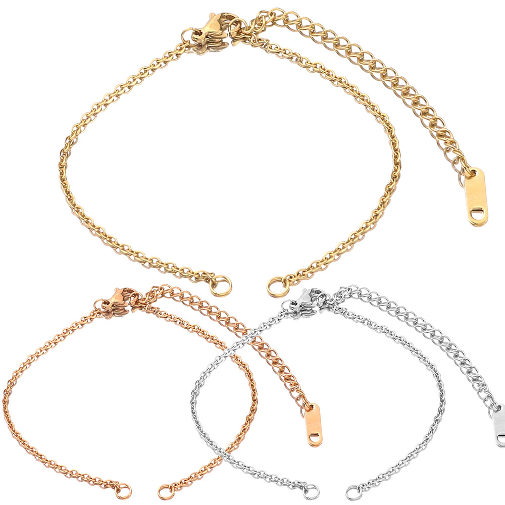 5 Stuks Veel Roestvrij Stalen Armband Sieraden Maken Levert Verstelbare Cubaanse Met Extension Chain Connectors Groothandel Bulk Items