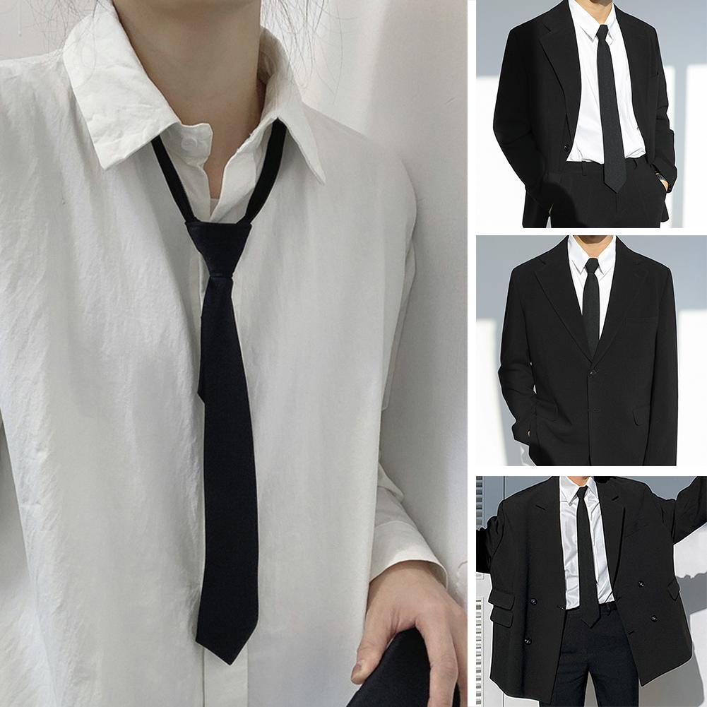 Gravata com zíper unissex para homens e mulheres, clipe preto na gravata, gravatas de segurança, gravatas de roupas, funeral, mordomo, fosco