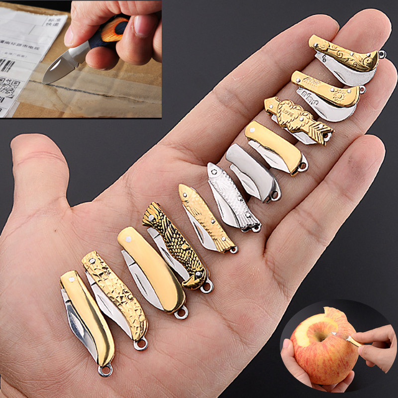 Mini cuchillo de bolsillo plegable, desembalaje exprés, cuchillo pequeño, cuchillo de autodefensa, llavero colgante, herramienta cortadora de cuchillos portátil